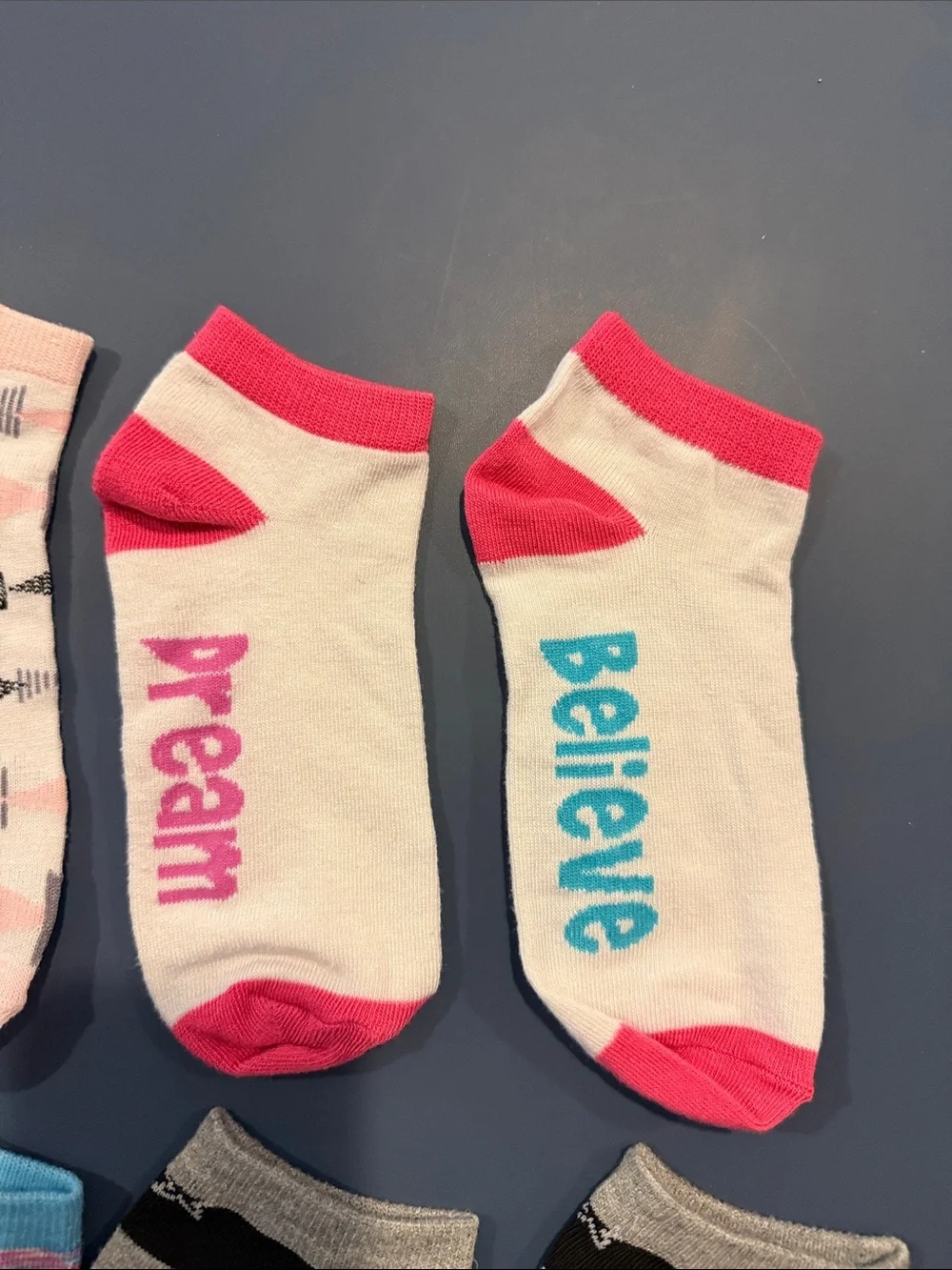 Assorted girls Low-Cut Sock Pack - Pink, Gray, Blue, Black. Never worn